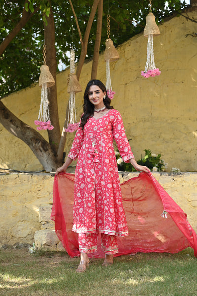 Dilkash Pink Anarkali Muslin Suit Set