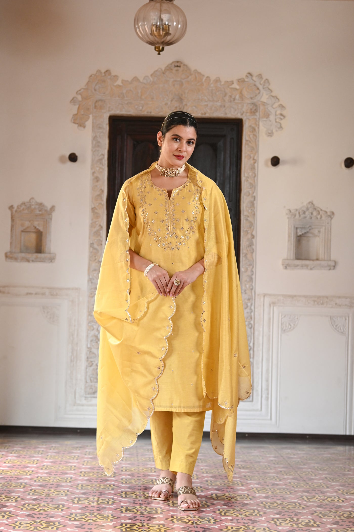 Yellow Saiba Chanderi Suit Set