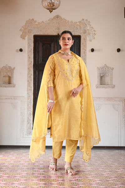 Yellow Saiba Chanderi Suit Set