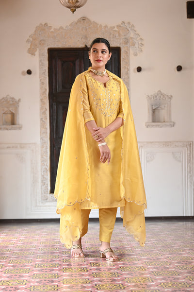 Yellow Saiba Chanderi Suit Set