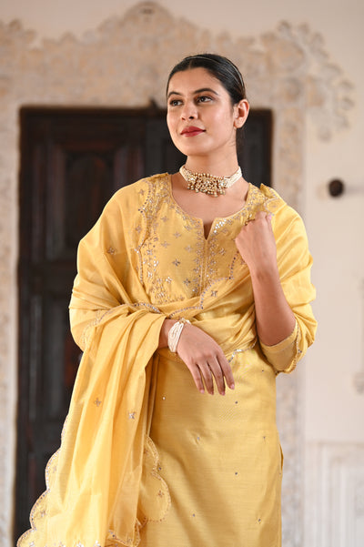 Yellow Saiba Chanderi Suit Set