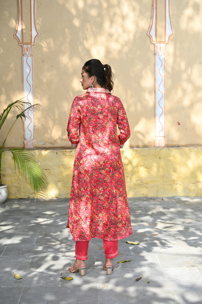 Pink Gul Gajji Silk Kurta Set with Gota Patti & Sequins Work