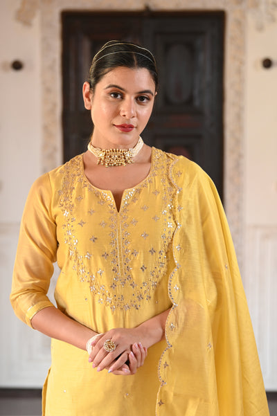 Yellow Saiba Chanderi Suit Set