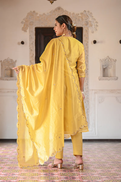 Yellow Saiba Chanderi Suit Set