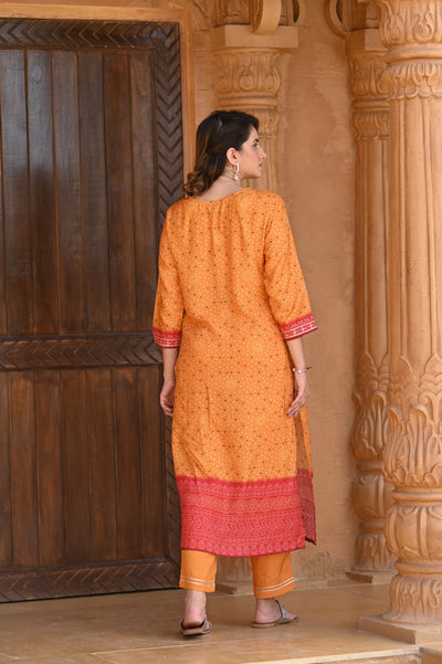 Yellow Jharoka Ombre Muslin Kurta Set with Gota Work & Tassels