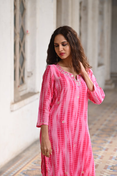 Pink Shibori Amreen Kurti with Pants