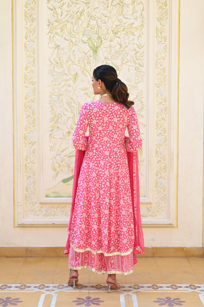 Pink Safina Muslin Suit Set with Sequins & Gota Work