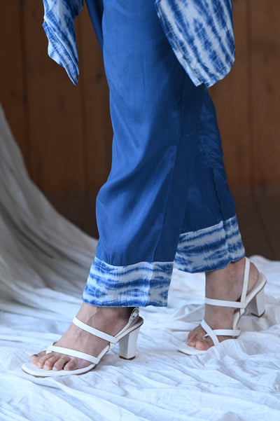 Blue Shibori Muslin Kaftan Set